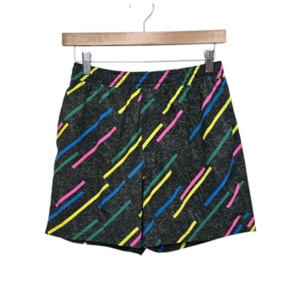 Chubbies Shorts Mens Small Black Neon Stripe 5.5 Inseam Retro Lined Swim Trunks - Picture 1 of 9